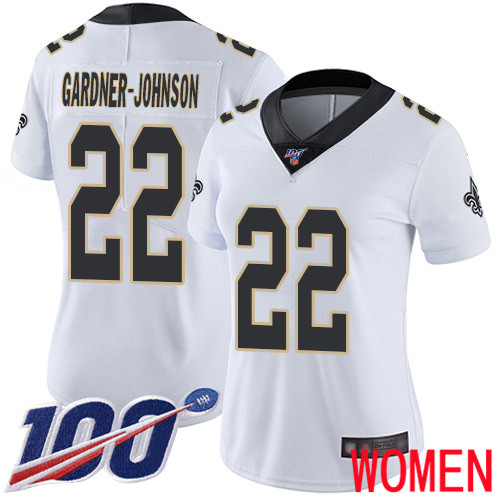 New Orleans Saints Limited White Women Chauncey Gardner Johnson Road Jersey NFL Football #22 100th Season Vapor Untouchable Jersey->nfl t-shirts->Sports Accessory